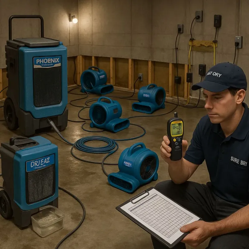 Structural Drying and Dehumidification process in Bulverde, TX